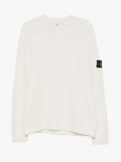 Stone Island suéter tejido de canalé con cuello redondo