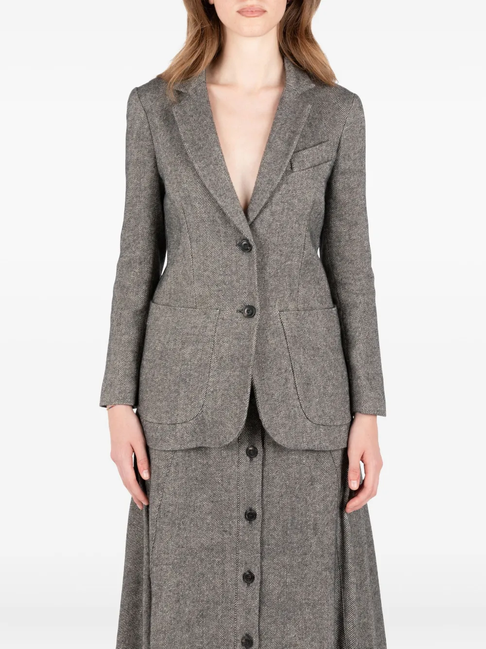 herringbone-pattern jacket