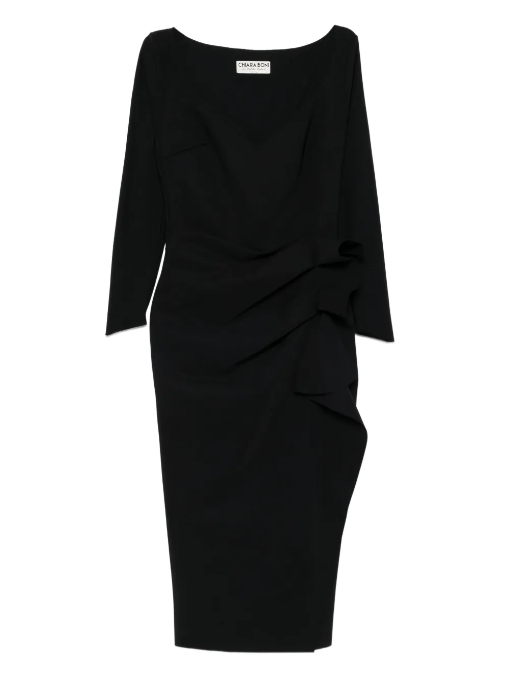 CHIARA BONI La Petite Robe Midi-jurk met ruches Zwart