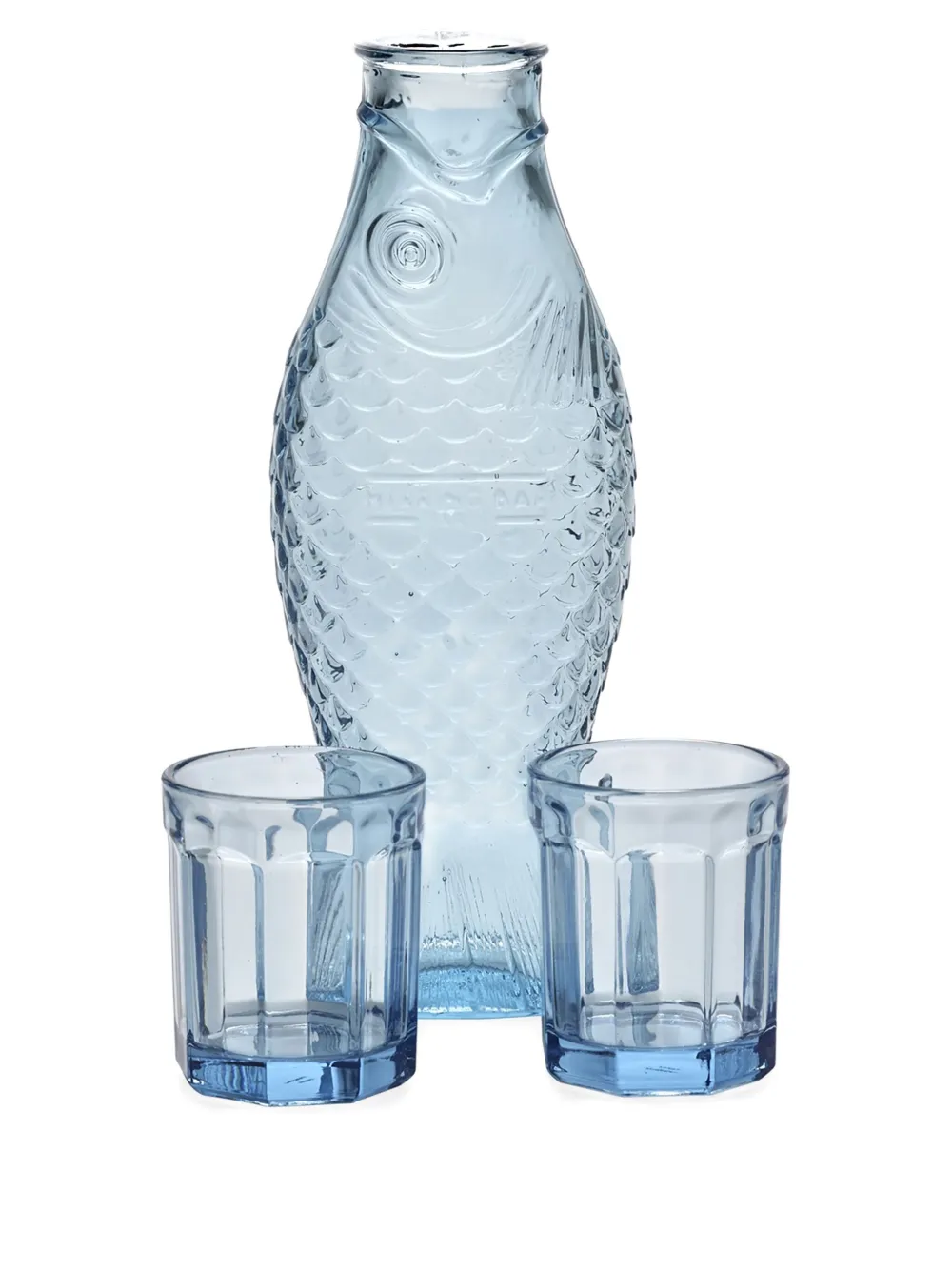 Serax Fish and Fish carafe and glasses (set of three) | Blue | Image 1