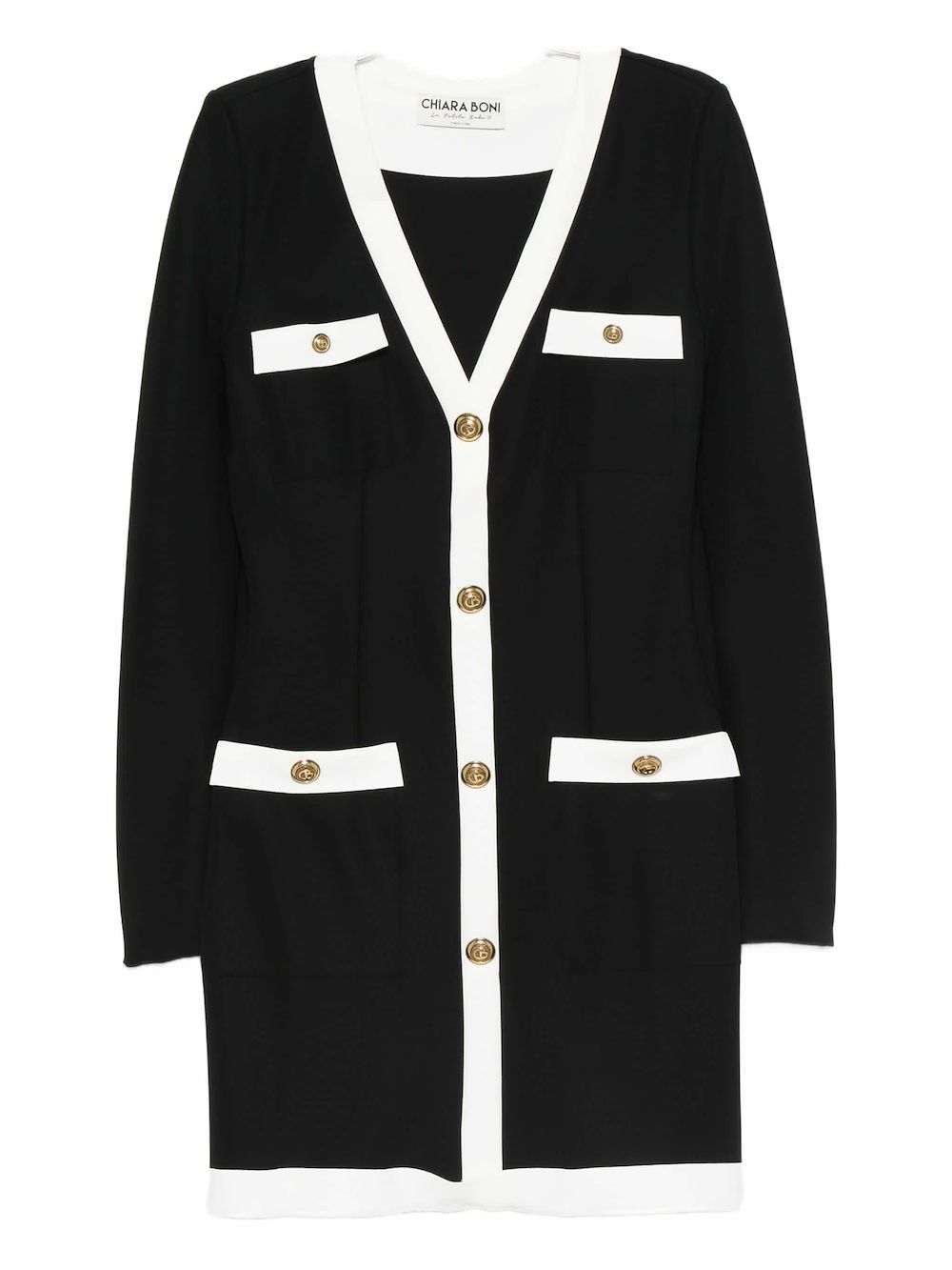 CHIARA BONI La Petite Robe buttoned-up V-neck dress | Black | Image 1