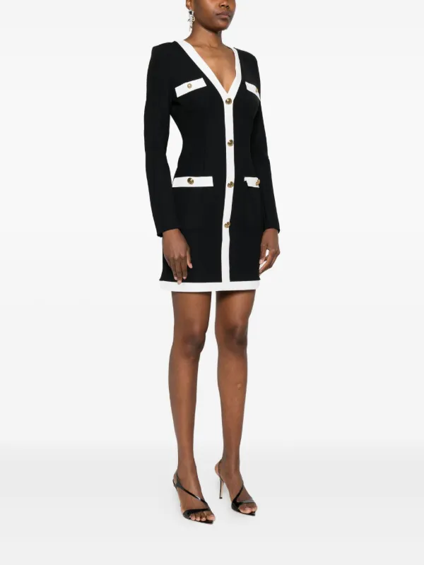 CHIARA BONI La Petite Robe buttoned-up V-neck Dress Black FARFETCH IN