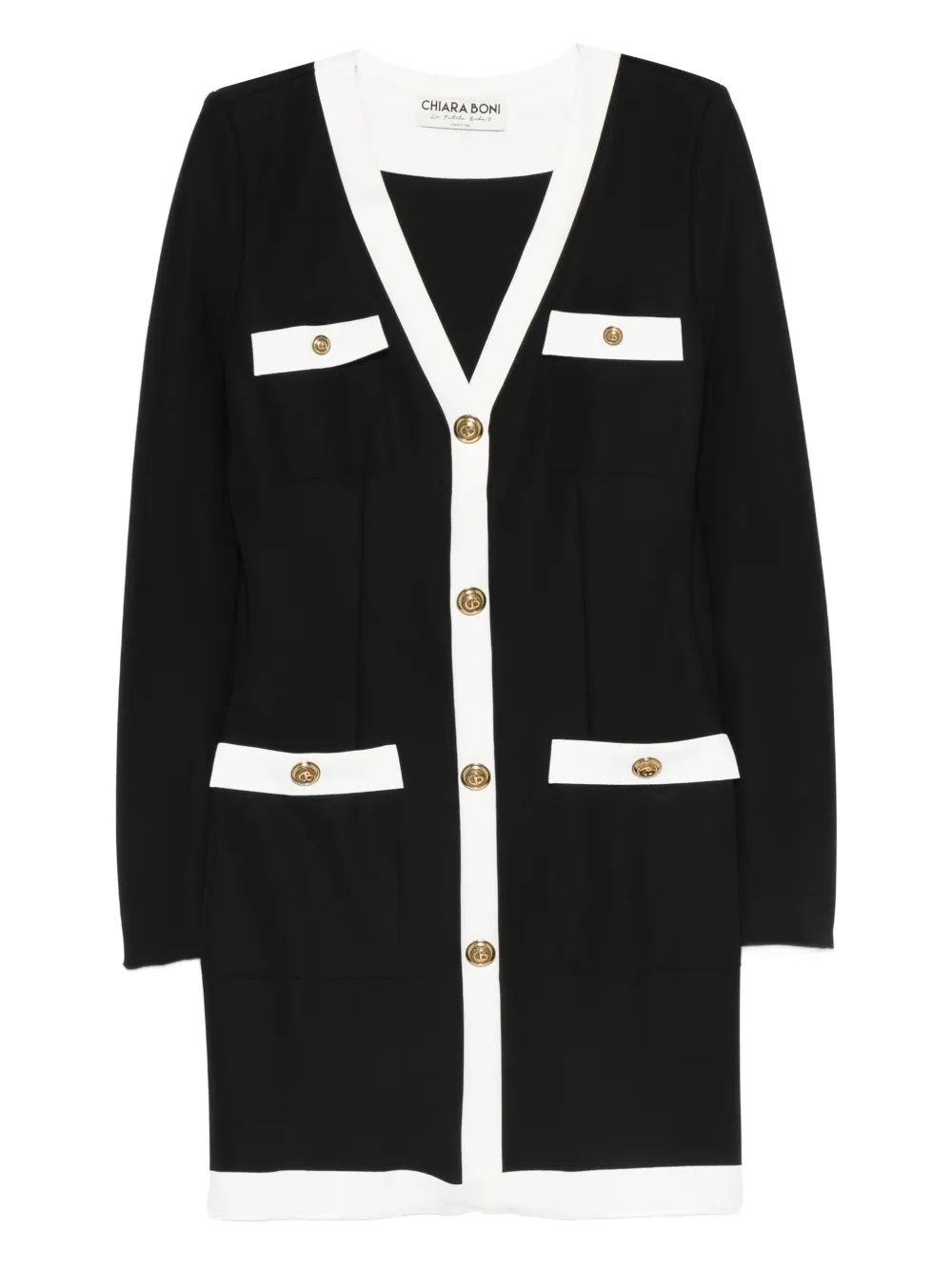 CHIARA BONI La Petite Robe Jurk met V-hals Zwart