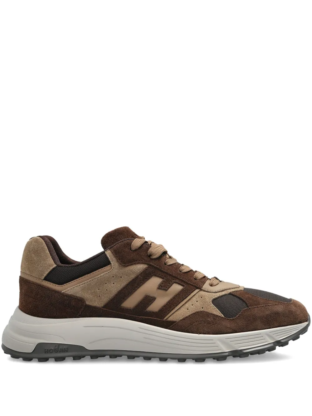 Hogan suede-leather panel sneakers Brown