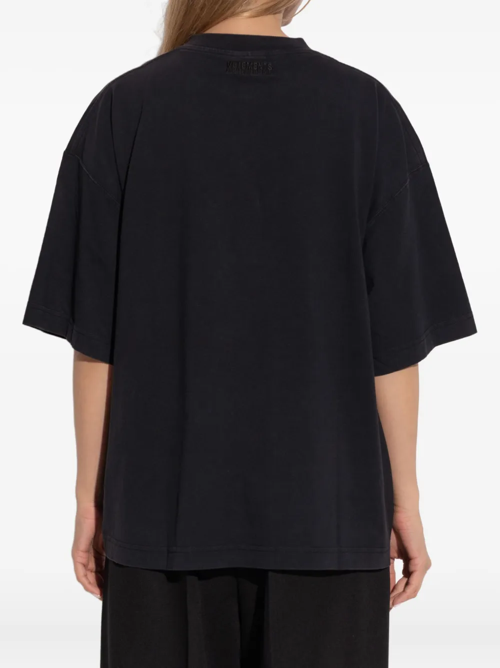 VETEMENTS T-shirt met tekst en korte mouwen Zwart
