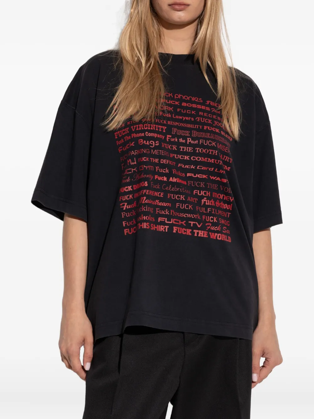 VETEMENTS T-shirt met tekst en korte mouwen Zwart