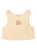 Dolce & Gabbana Kids sequinned-logo ribbed top - Neutrals