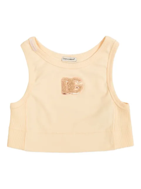 Dolce & Gabbana Kids sequinned-logo ribbed top