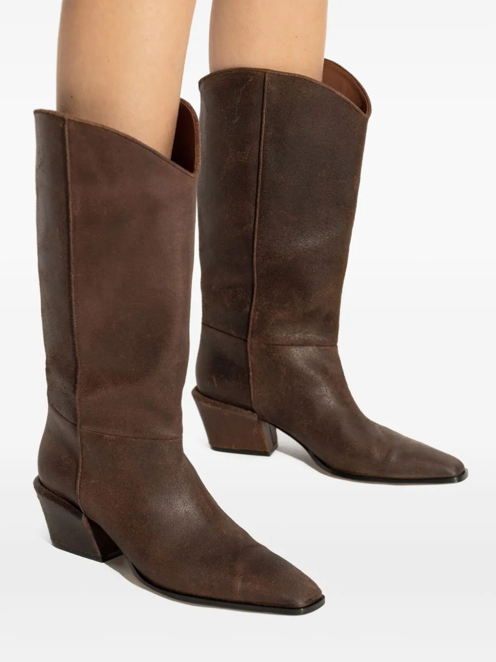 Paris Texas 50mm Bettina leather pointed-toe boots Brown
