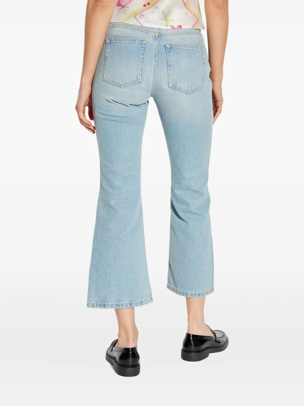 LoveShackFancy Jeans met geborduurde kersen Blauw
