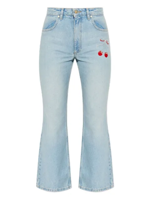 LoveShackFancy Calça jeans com bordado de cereja