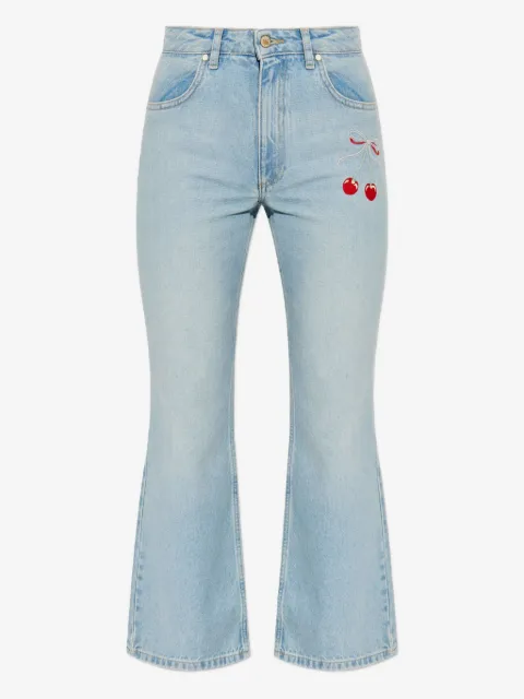 LoveShackFancy cherry-embroidery jeans