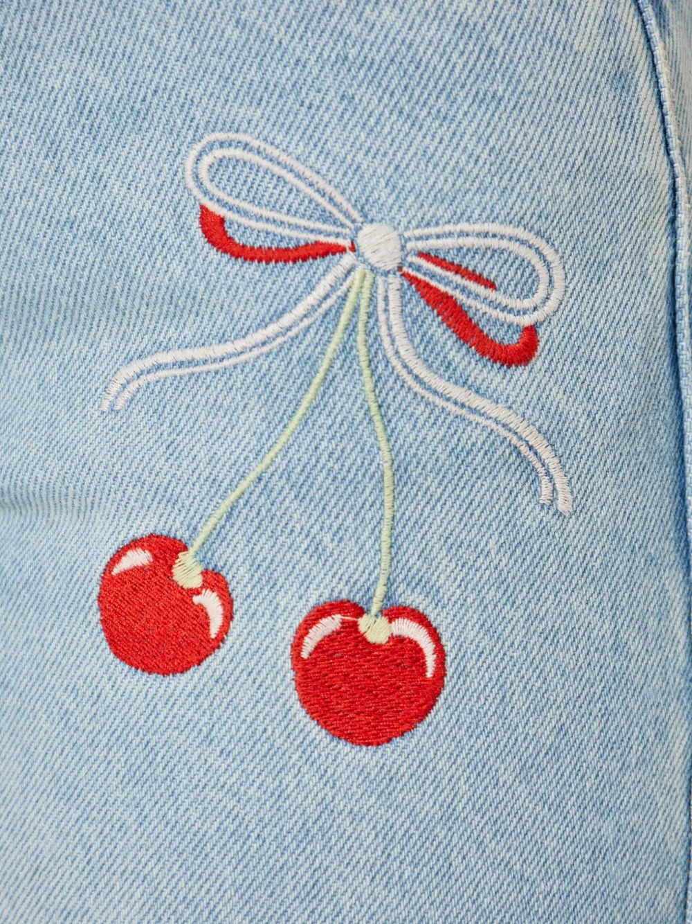 LoveShackFancy Jeans met geborduurde kersen Blauw