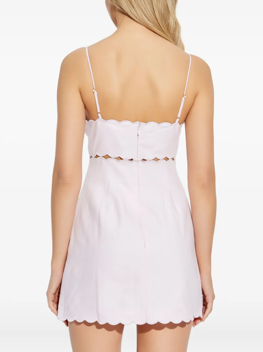LoveShackFancy Sydow mini-jurk met gewelfde afwerking en gestrikte voorkant Roze
