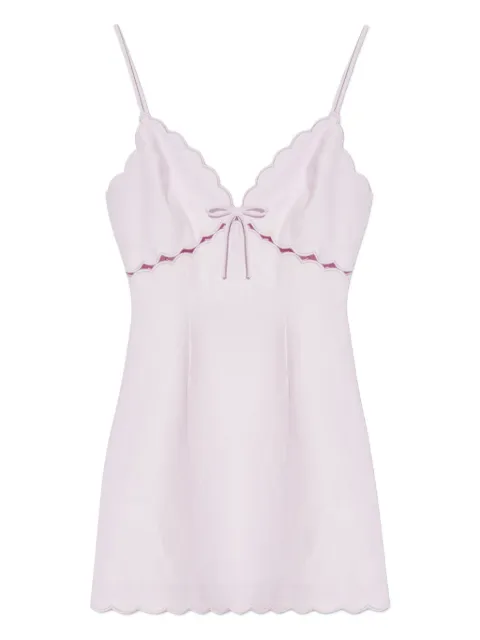 LoveShackFancy Sydow scallop-trim tie-front mini dress