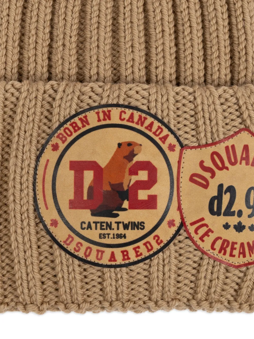DSQUARED2 Geribbelde muts met logopatch Bruin
