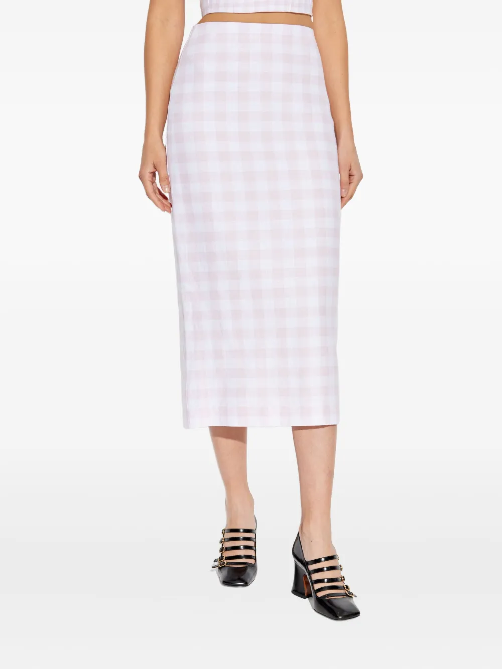 LoveShackFancy Rok met gingham ruit Wit