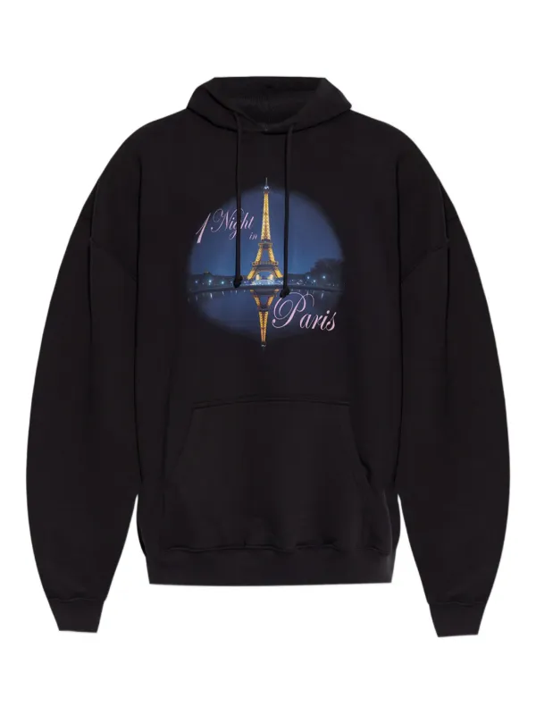 2025NEW【VETEMENTS】ナイト・イン・パリ プリント パーカー VETEMENTS Night In Paris パーカー | ブラック | FARFETCH JP