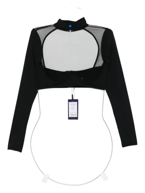 Maison Close sheer-panelled long-sleeves top