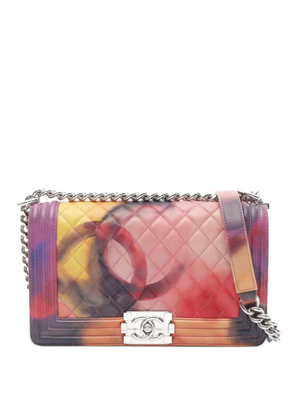 CHANEL Pre-Owned 2014-2015 オールドミディアム ラムスキン フラワーパワー ボーイ フラップ ショルダーバッグ - CHANEL Pre-Owned 2014-2015 オールドミディアム ラムスキン フラワーパワー ボーイ フラップ ショルダーバッグ -