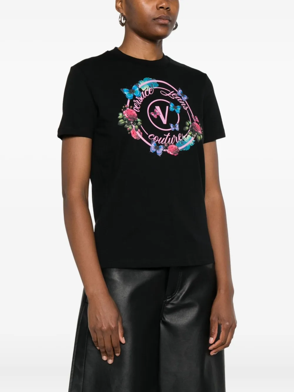 Versace Jeans Couture T-shirt met logoprint Zwart