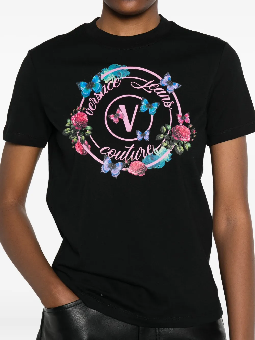 Versace Jeans Couture T-shirt met logoprint Zwart