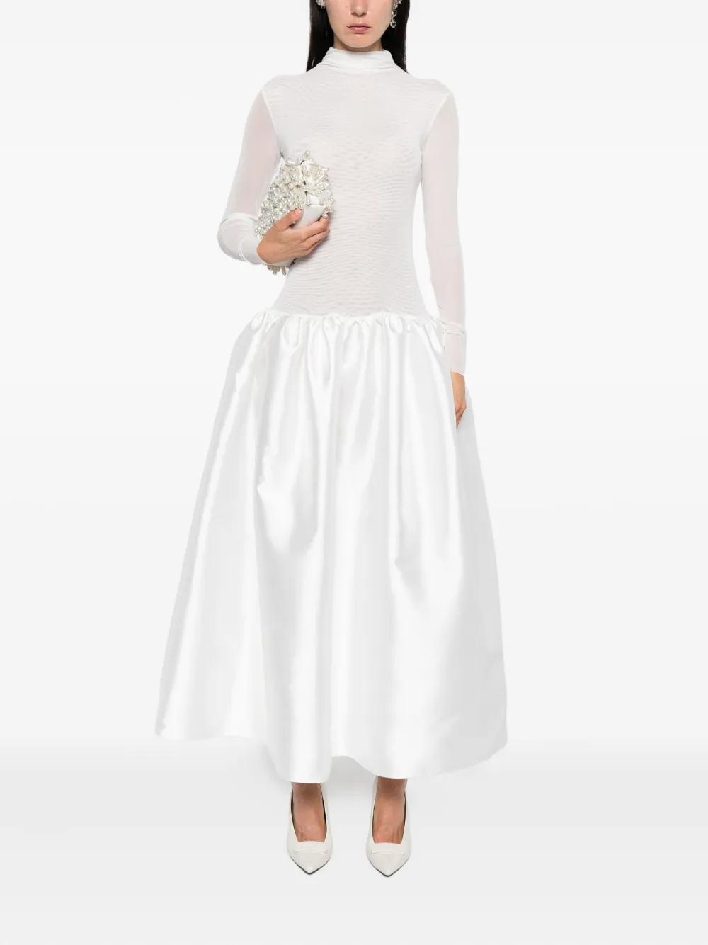 Atu Body Couture Midi-jurk met hoge hals Wit