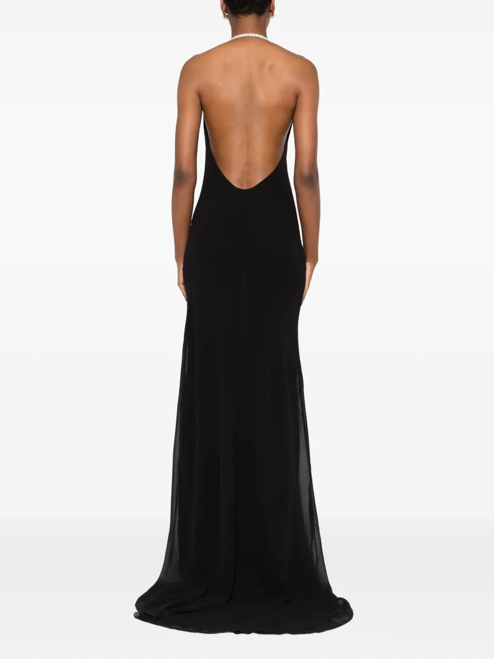 Atu Body Couture Maxi-jurk met kristallen halternek Zwart