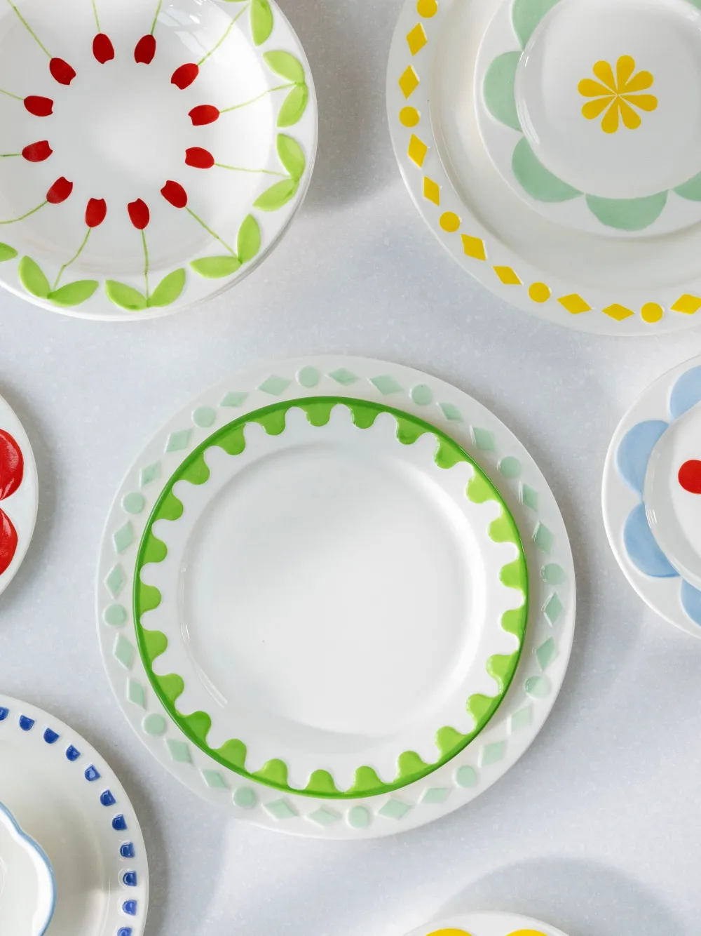  &k Amsterdam Folk Plates (set Of Four) - Neutrals 