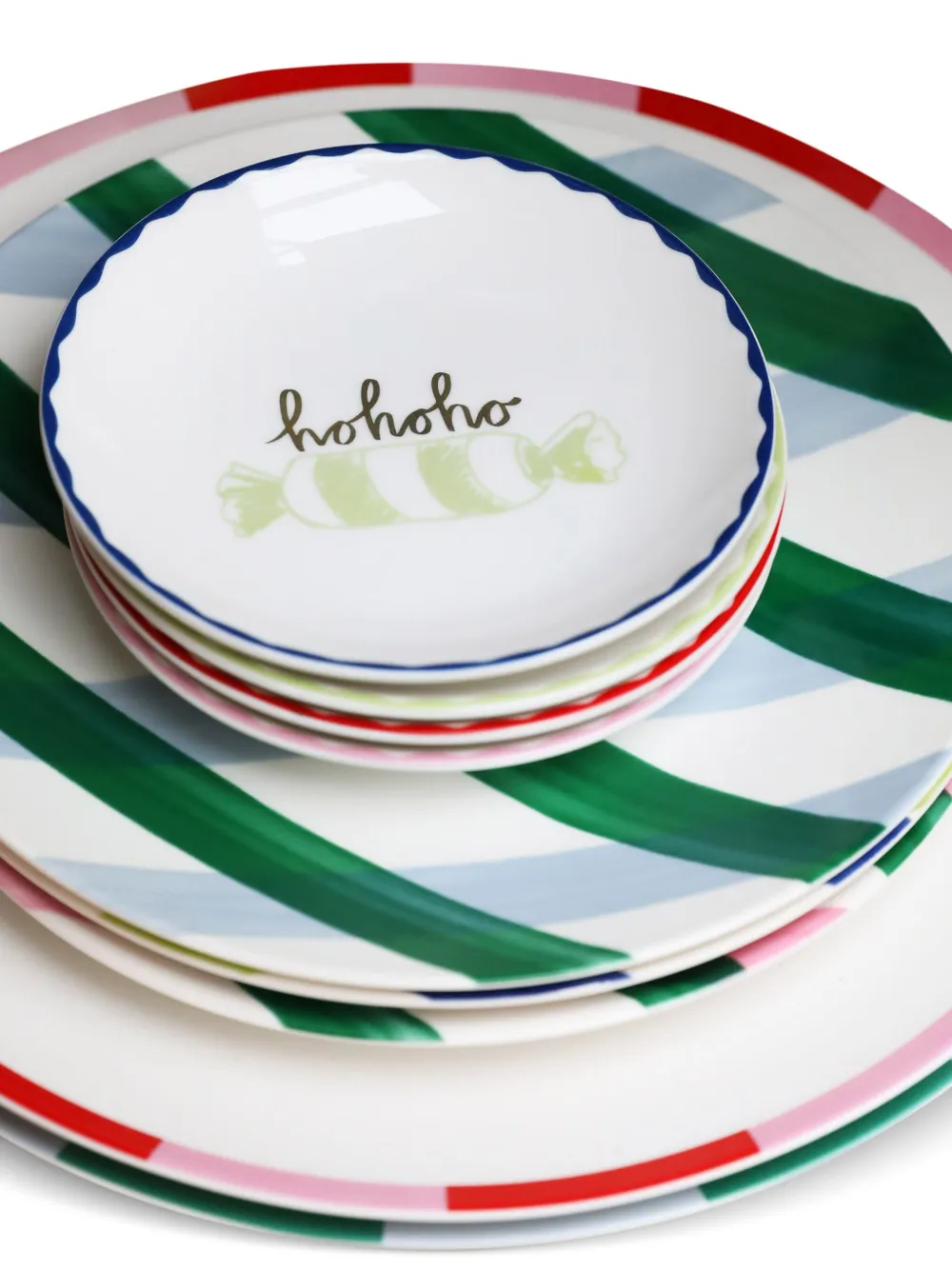  &k Amsterdam Bliss Diagonal-stripe Plates (set Of Four) - Neutrals 