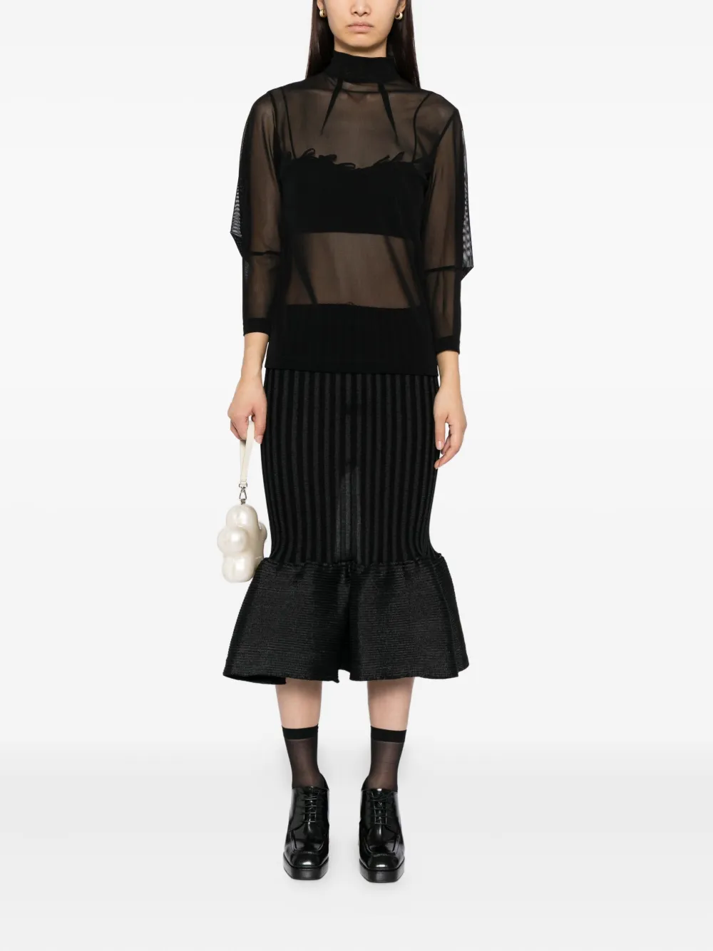 Noir Kei Ninomiya Mesh Top In Black