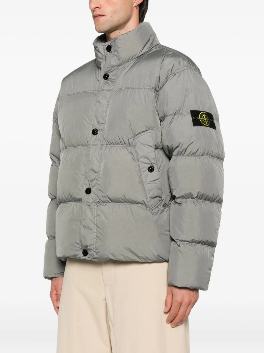 Stone Island Gewatteerd jack met opstaande kraag Groen