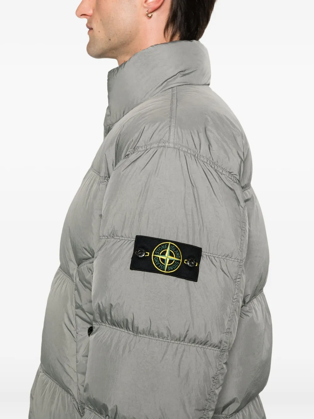 Stone Island Gewatteerd jack met opstaande kraag Groen
