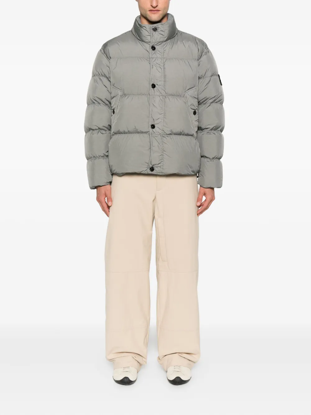 Stone Island Gewatteerd jack met opstaande kraag Groen