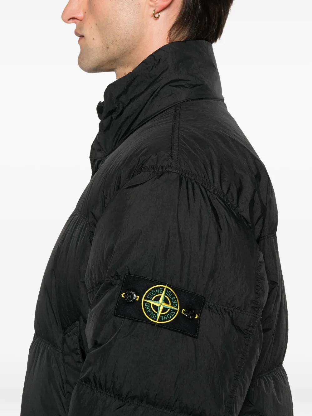 Stone Island Gewatteerd jack met opstaande kraag Zwart