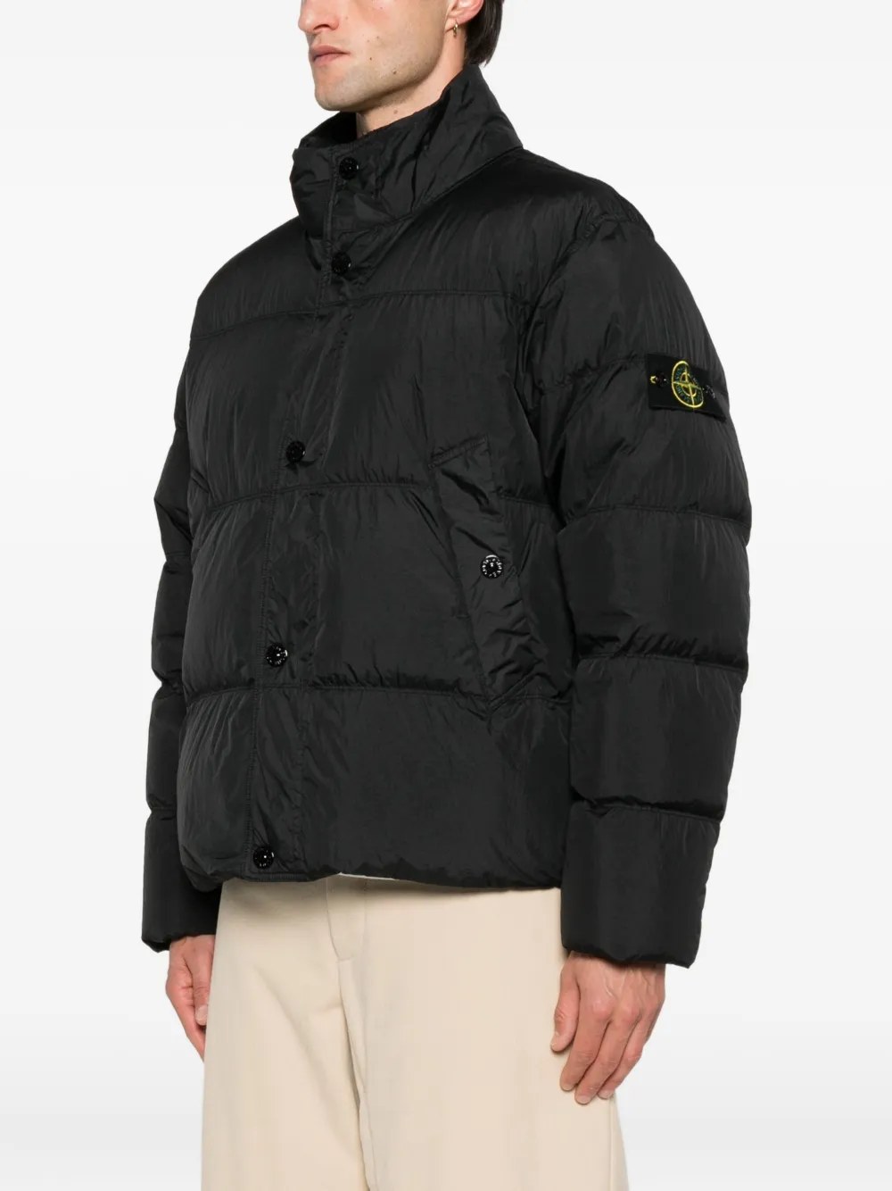 Stone Island Gewatteerd jack met opstaande kraag Zwart