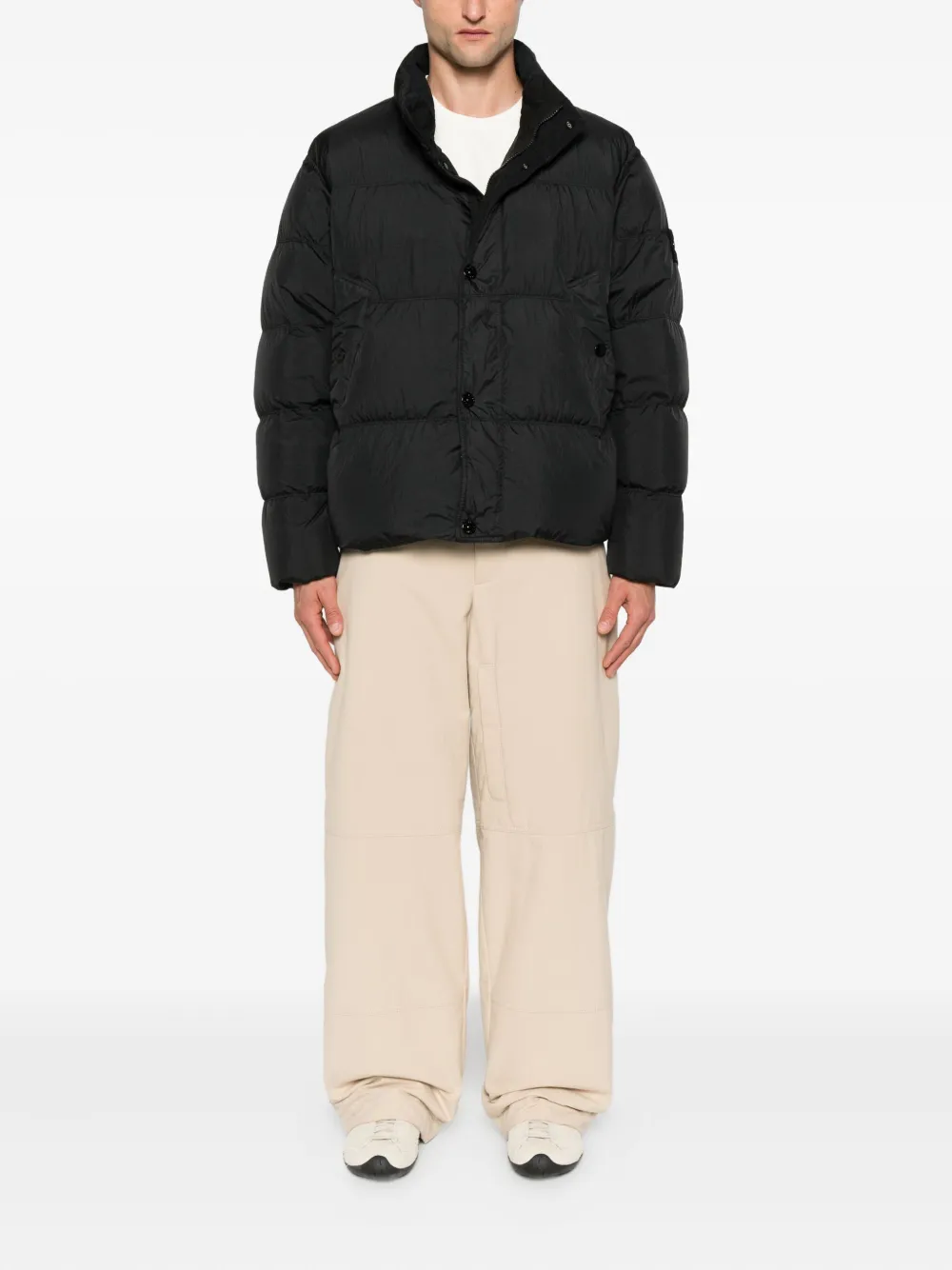 Stone Island Gewatteerd jack met opstaande kraag Zwart