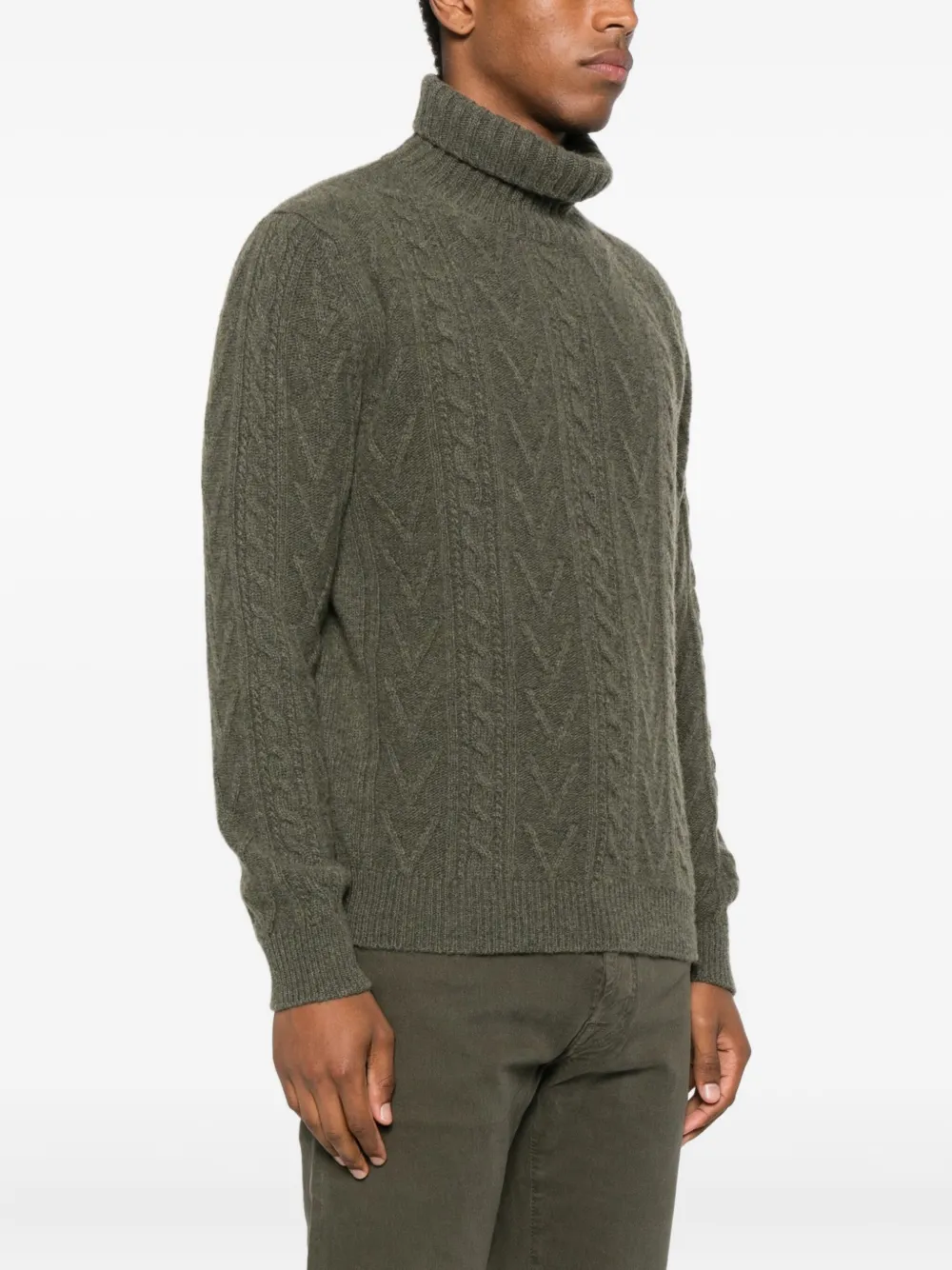 Fedeli cable-knit turtleneck sweater Groen