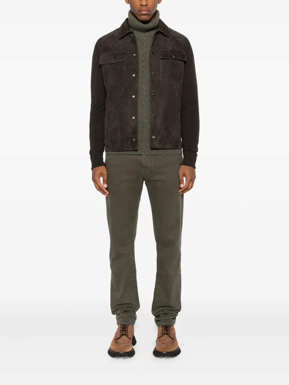 Fedeli cable-knit turtleneck sweater Groen