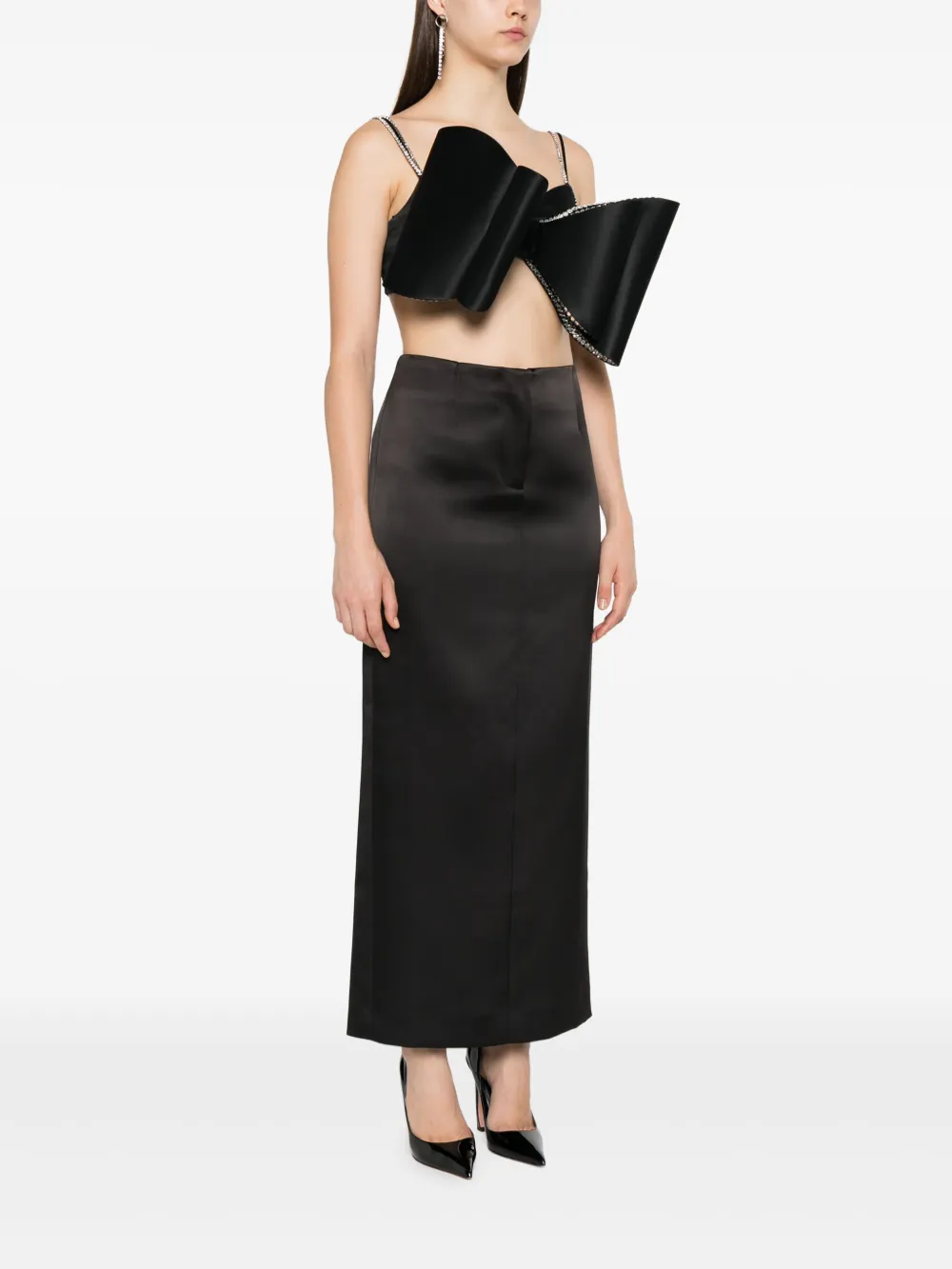  Mach & Mach Bow-detail Crystal-embellished Top - Black 