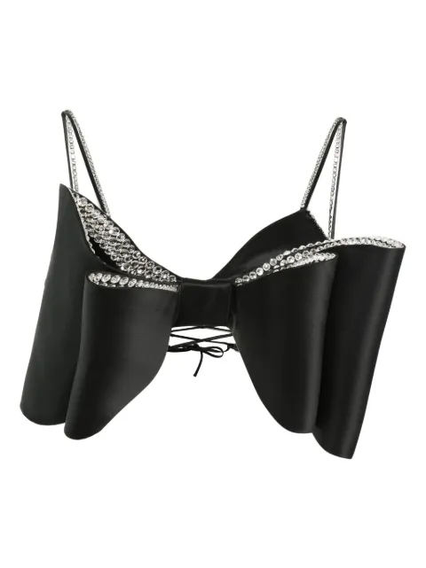MACH & MACH bow-detail crystal-embellished top