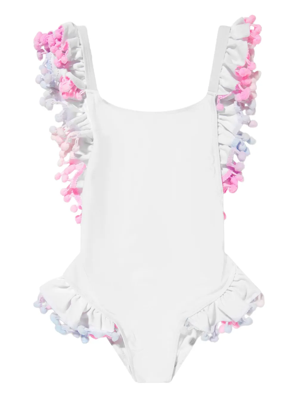 SELINIACTION KIDS ruffled pom-pom swimsuit Wit
