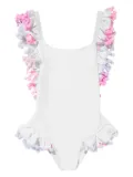 SELINIACTION KIDS ruffled pom-pom swimsuit - White