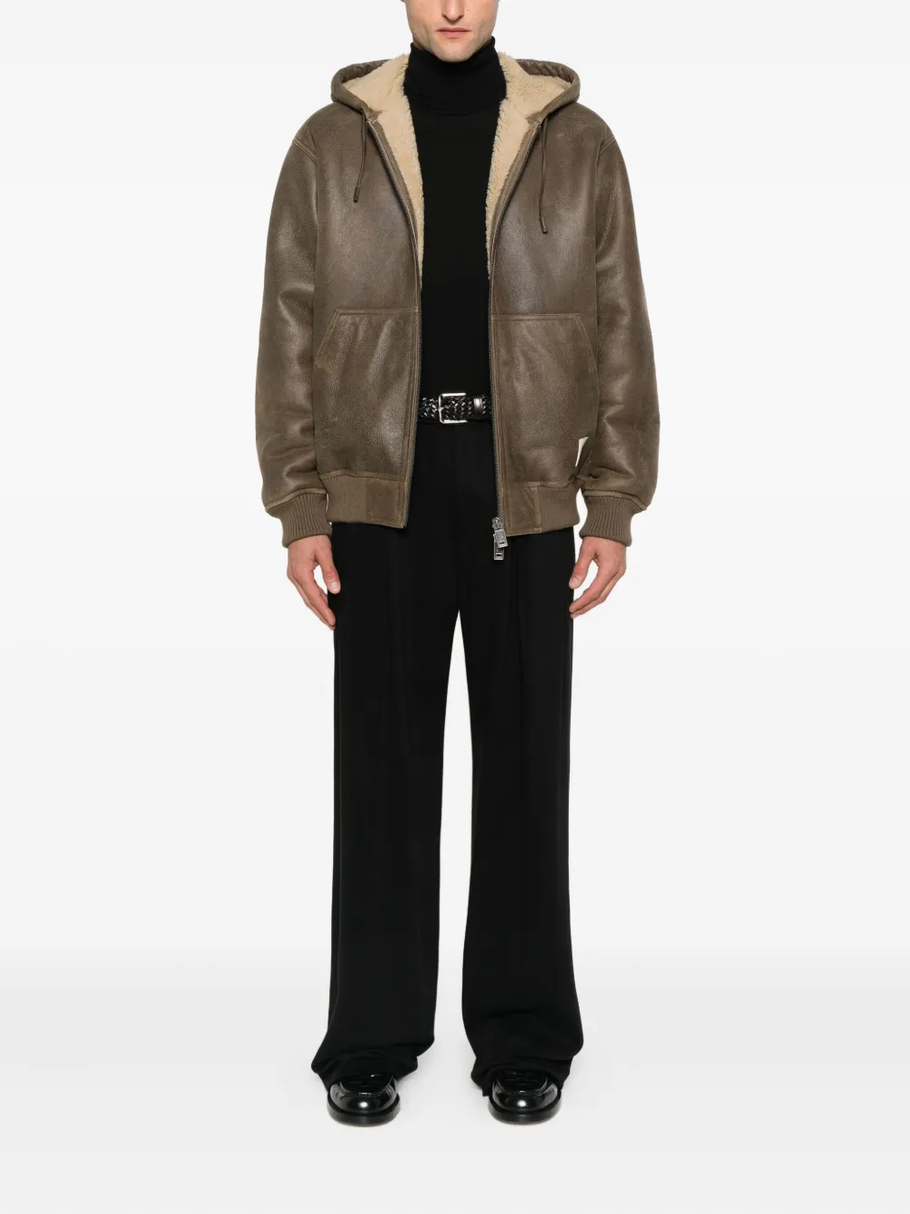 Emporio Armani hooded shearling jacket | Leather Jackets | Image 2