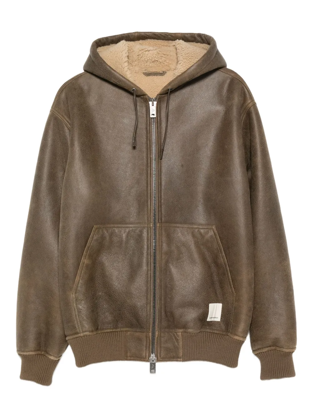 Emporio Armani hooded shearling jacket | Brown | Image 1