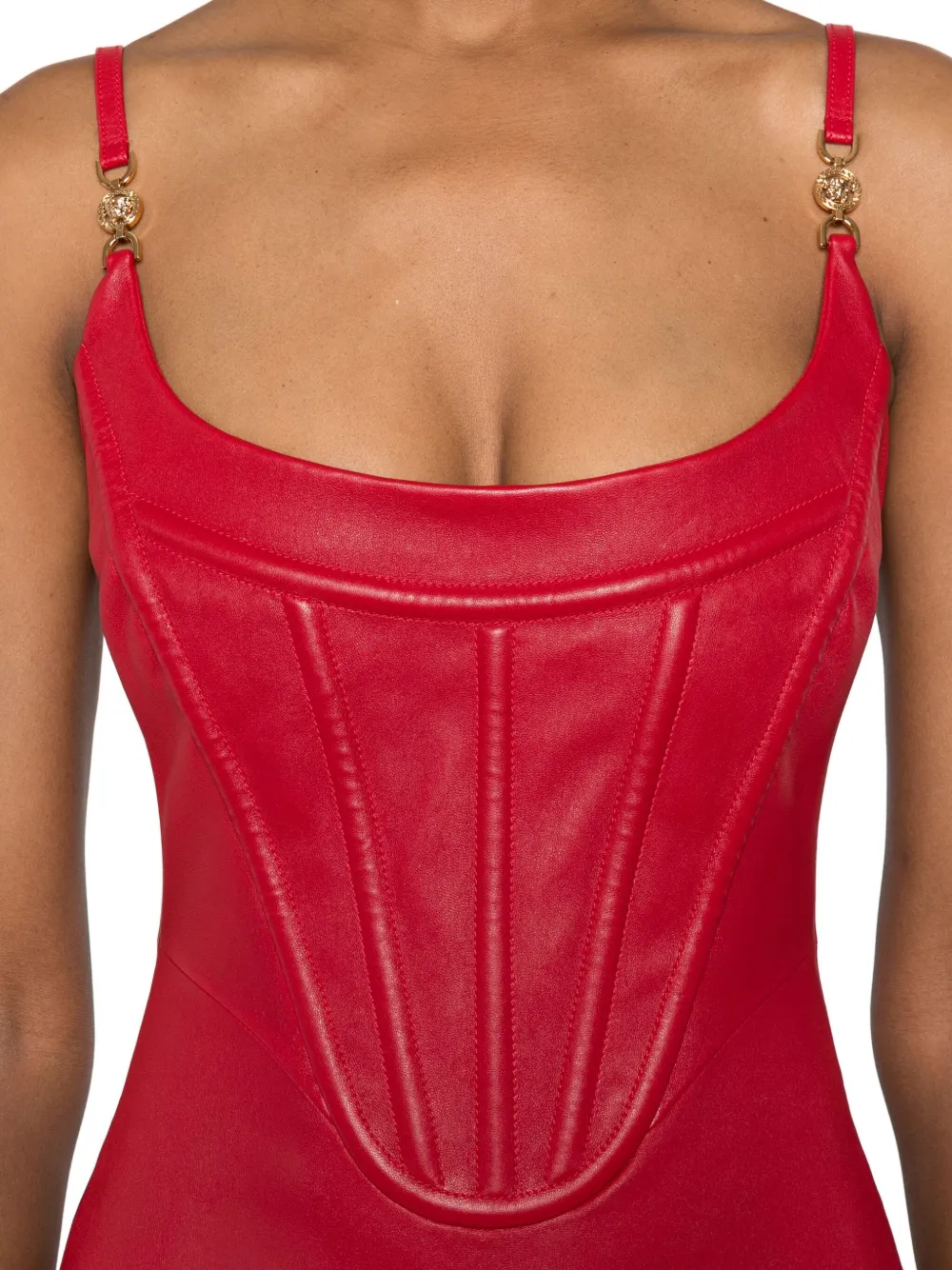 Versace Medusa '95 leren midi-jurk met korset Rood