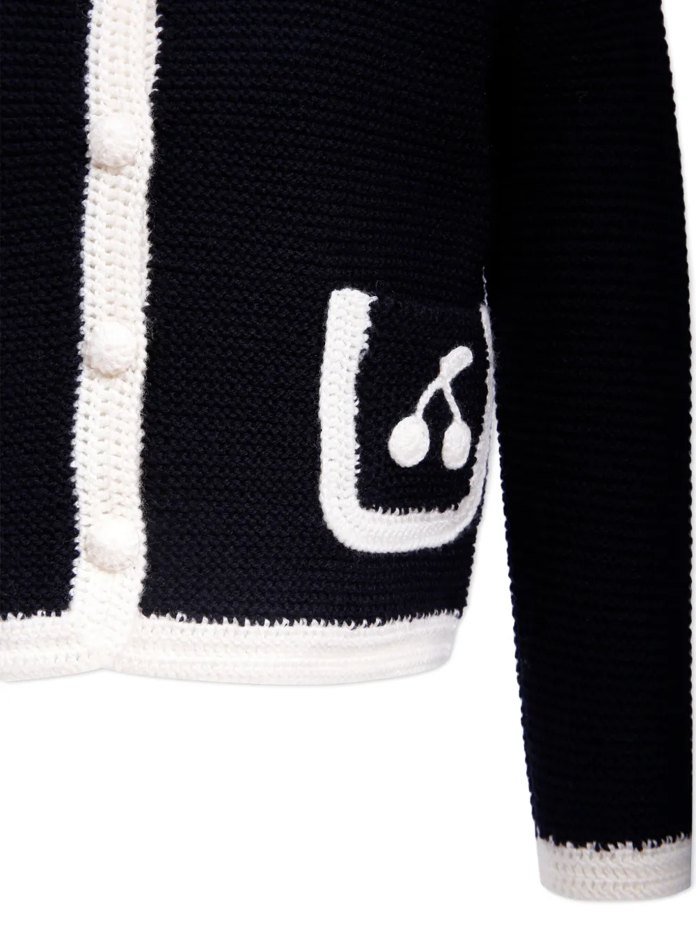 Bonpoint cherry-appliqué wool cardigan Blauw