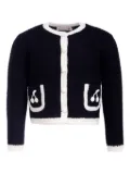 Bonpoint cherry-appliqué wool cardigan - Blue