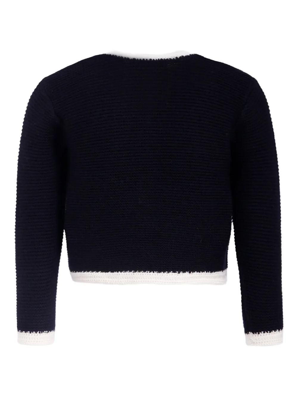 Bonpoint cherry-appliqué wool cardigan Blauw