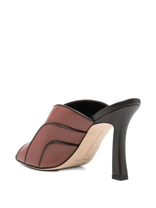 Manolo Blahnik 100mm Nikabo Leather Panelled Sandals | Brown